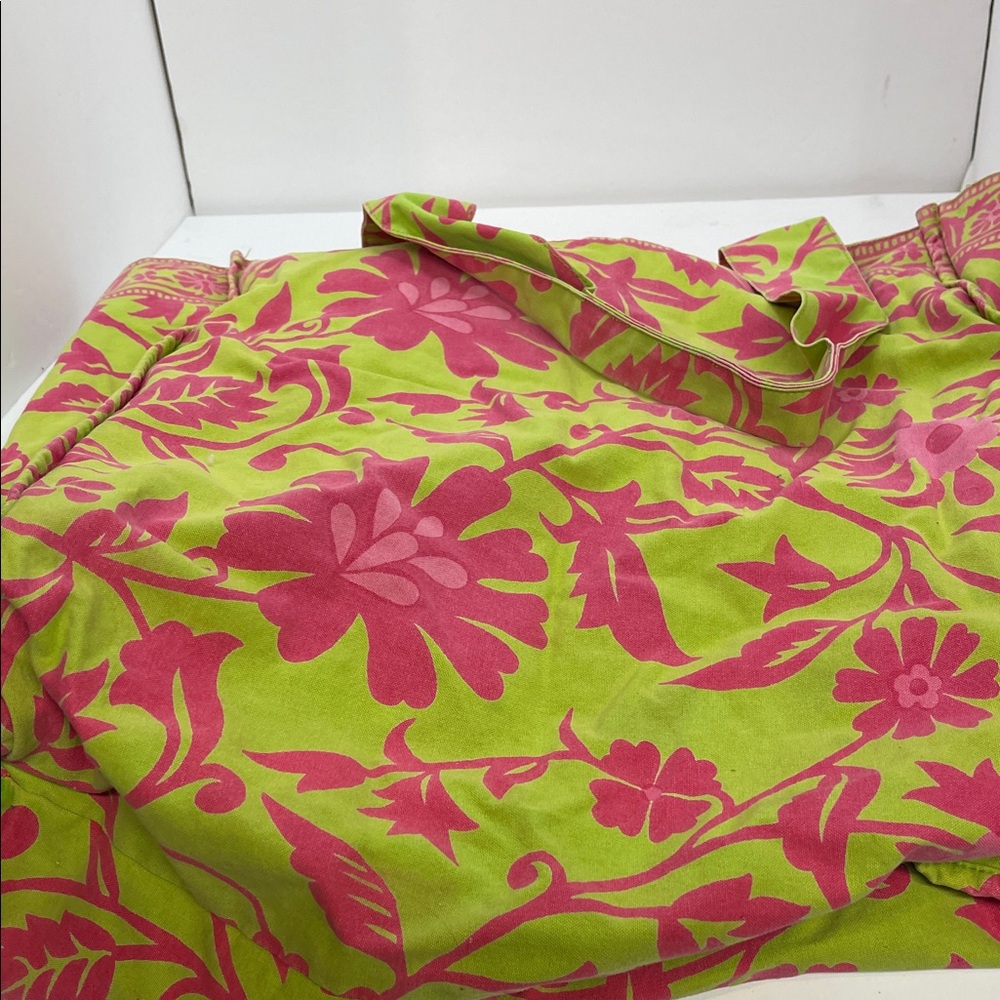Graham Kandiah Floral Pink and Green Tote Bag